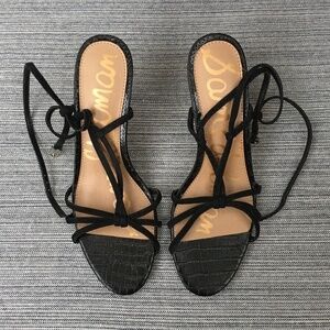 SAM EDELMAN Ankle Wrap Heels Black Size 9.5